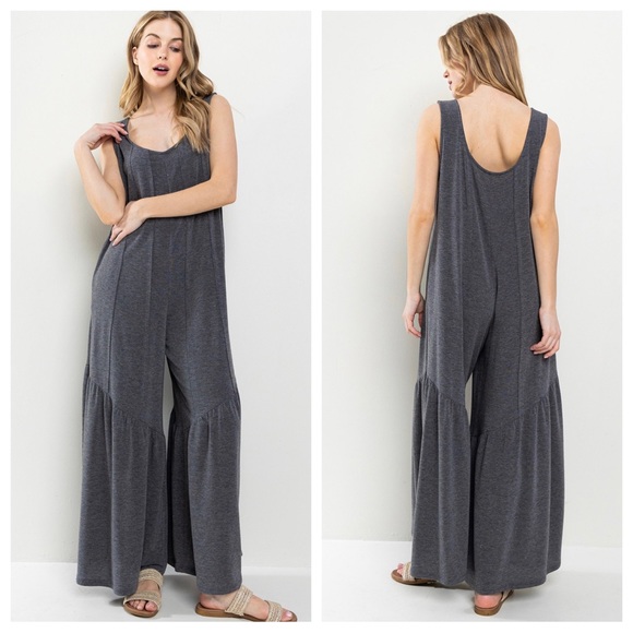 41 Boho Wide Leg Soft Touch Sleeveless Jumpsuits - Picture 2 of 3